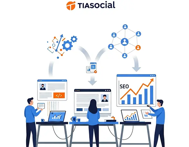 تصویر وکتور آرشیو موفقیت‌های تیاسوشال در طراحی سایت، سئو و استراتژی‌های دیجیتال مارکتینگ