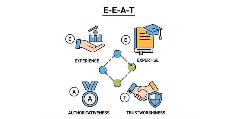 چارچوب E-E-A-T گوگل: نمادهای تجربه، تخصص، اعتبار و اعتماد برای محتوای باکیفیت