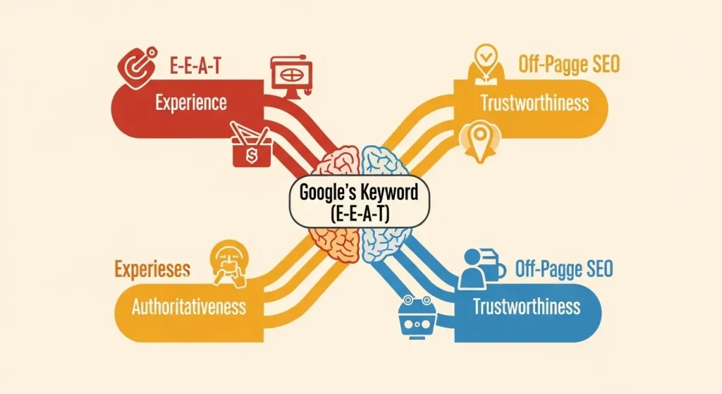 شاه‌کلید گوگل (E-E-A-T)؛ سئو خارجی چگونه «اعتبار» شما را اثبات می‌کند